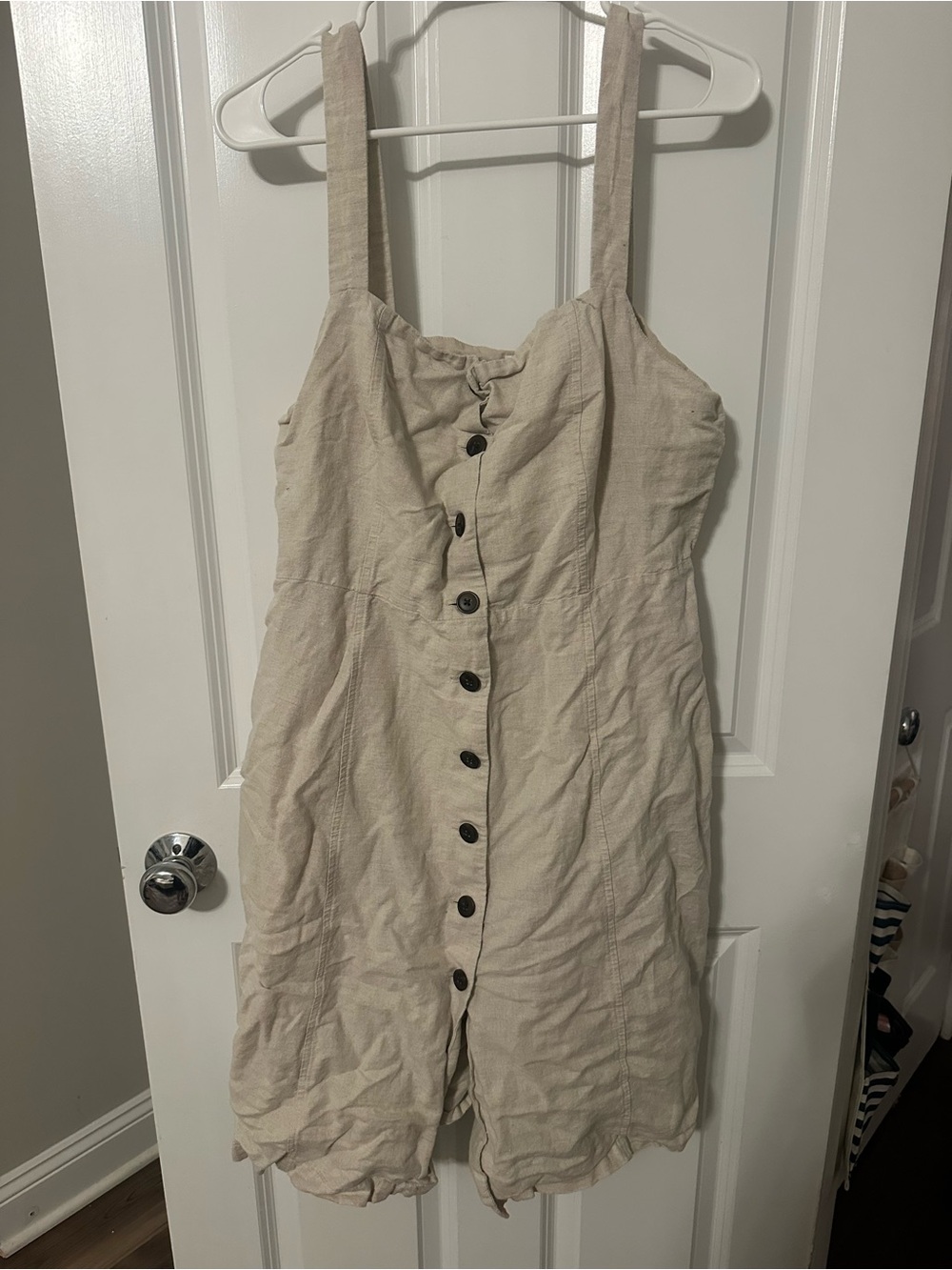 Gap Cream Button-Front Linen Blend Sundress